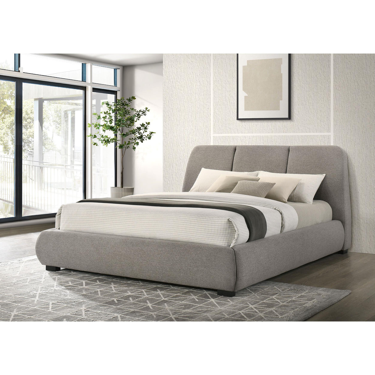 Coaster Furniture Mokena 310090KW 46-inch Upholstered California King Platform Bed - Taupe IMAGE 6