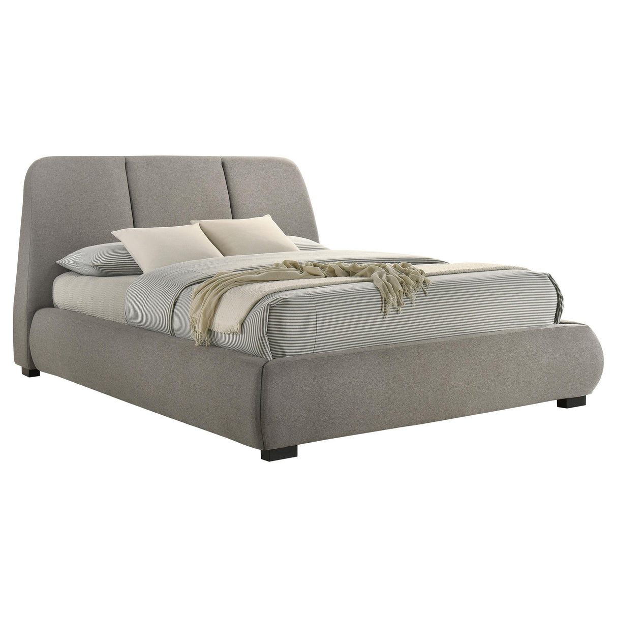 Coaster Furniture Mokena 310090Q 46-inch Upholstered Queen Platform Bed - Taupe IMAGE 1