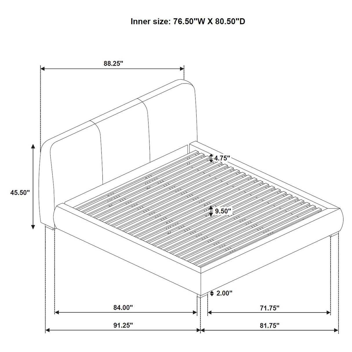 Coaster Furniture Mokena 310091KE 46-inch Upholstered Eastern King Platform Bed - Brown IMAGE 8