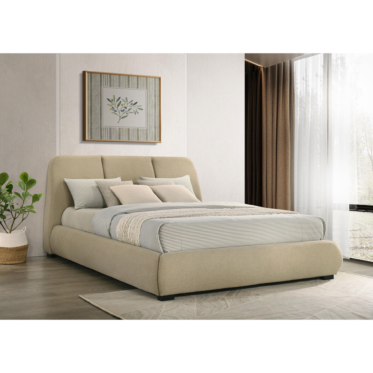 Coaster Furniture Mokena 310091KW 46-inch Upholstered California King Platform Bed - Brown IMAGE 6