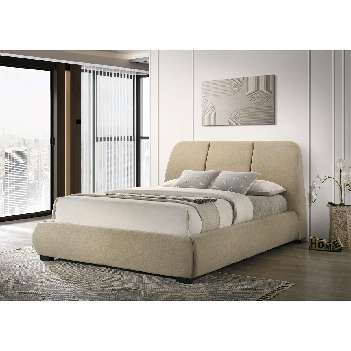 Coaster Furniture Mokena 310091Q 46-inch Upholstered Queen Platform Bed - Brown IMAGE 6