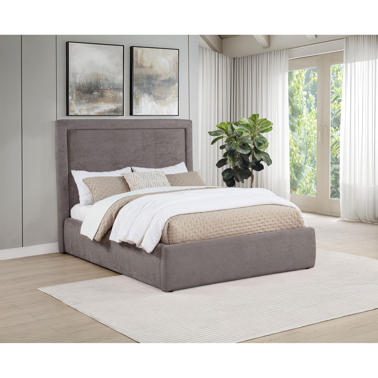 Coaster Furniture Lawson 315835MF 54-inch Upholstered Full Panel Platform Bed - Mushroom IMAGE 2