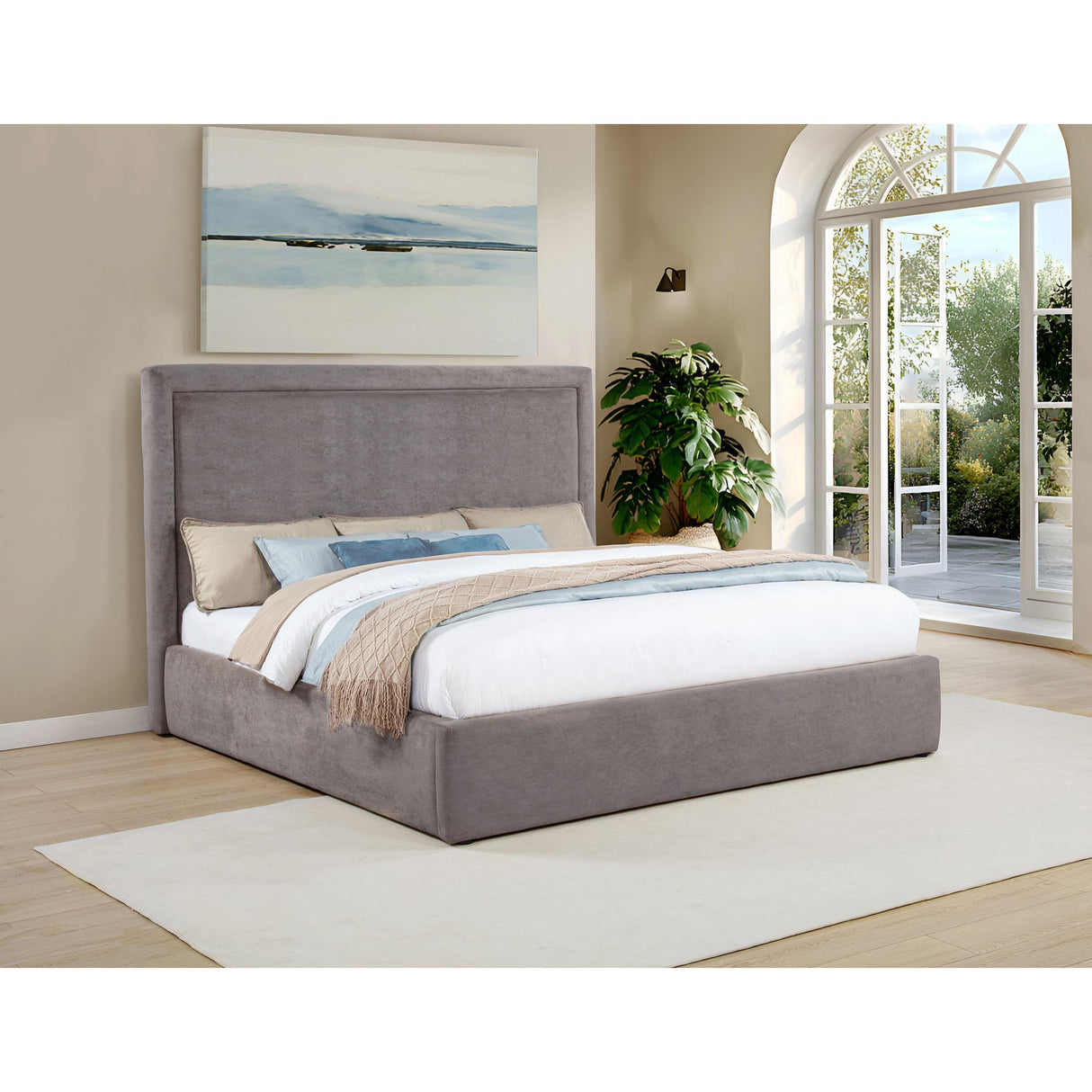 Coaster Furniture Lawson 315835MKE 54-inch Upholstered Eastern King Platform Bed - Mushroom IMAGE 2