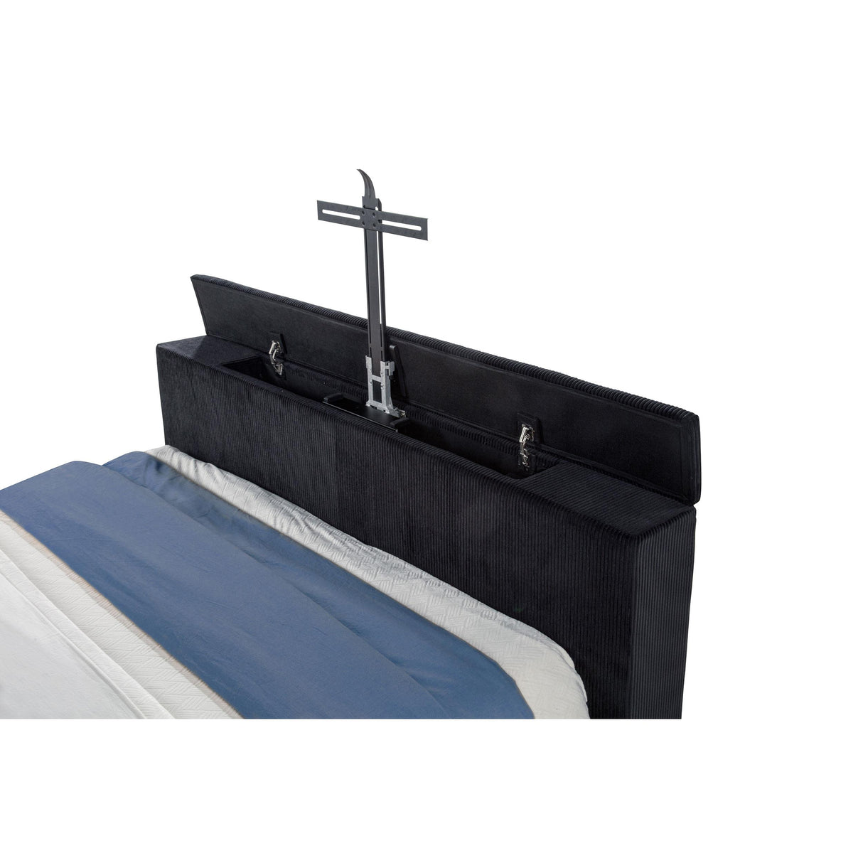 Coaster Furniture Tisdall 315868BLKKE Eastern King Flame Visualizer Wingback TV Bed - Black IMAGE 3