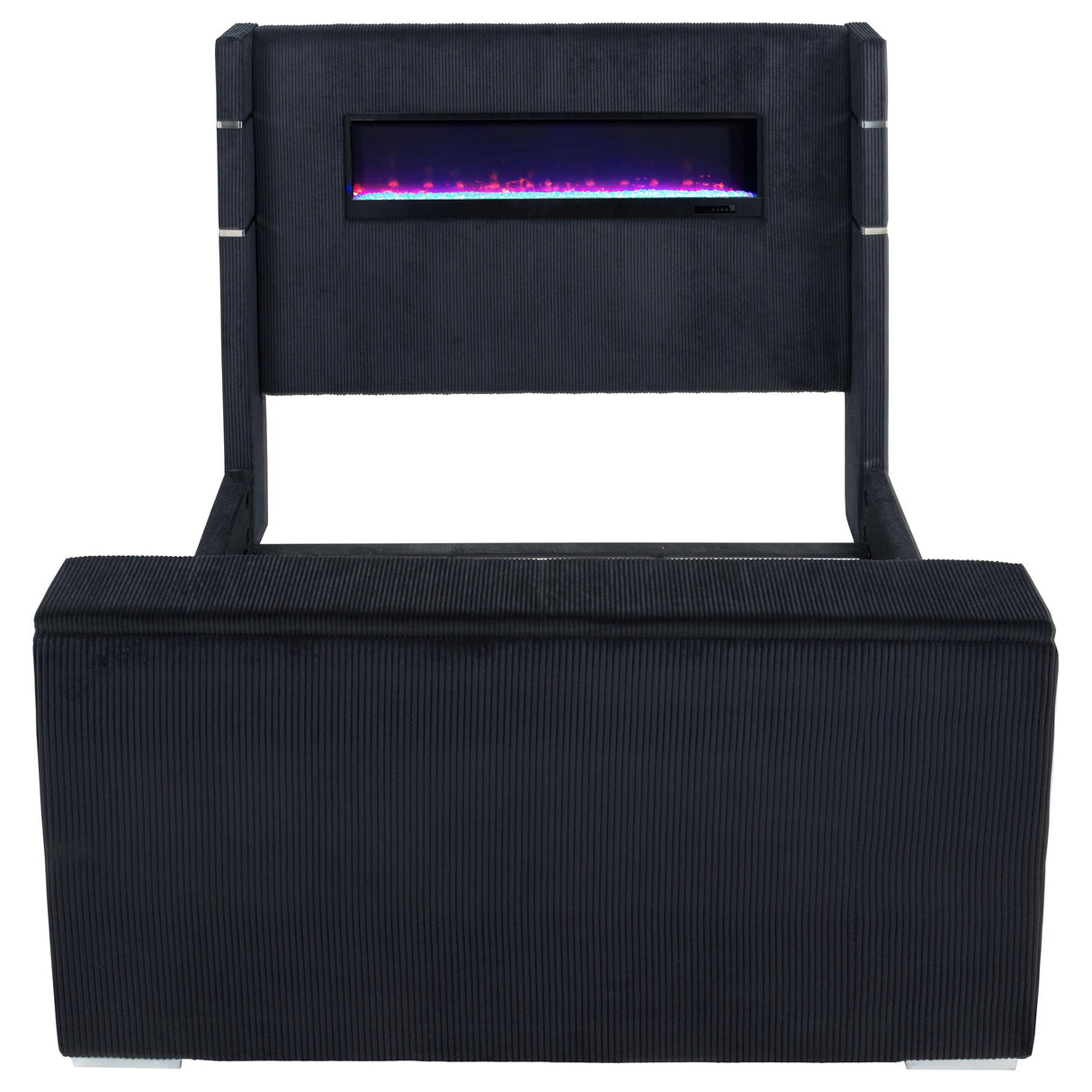 Coaster Furniture Tisdall 315868BLKKE Eastern King Flame Visualizer Wingback TV Bed - Black IMAGE 4