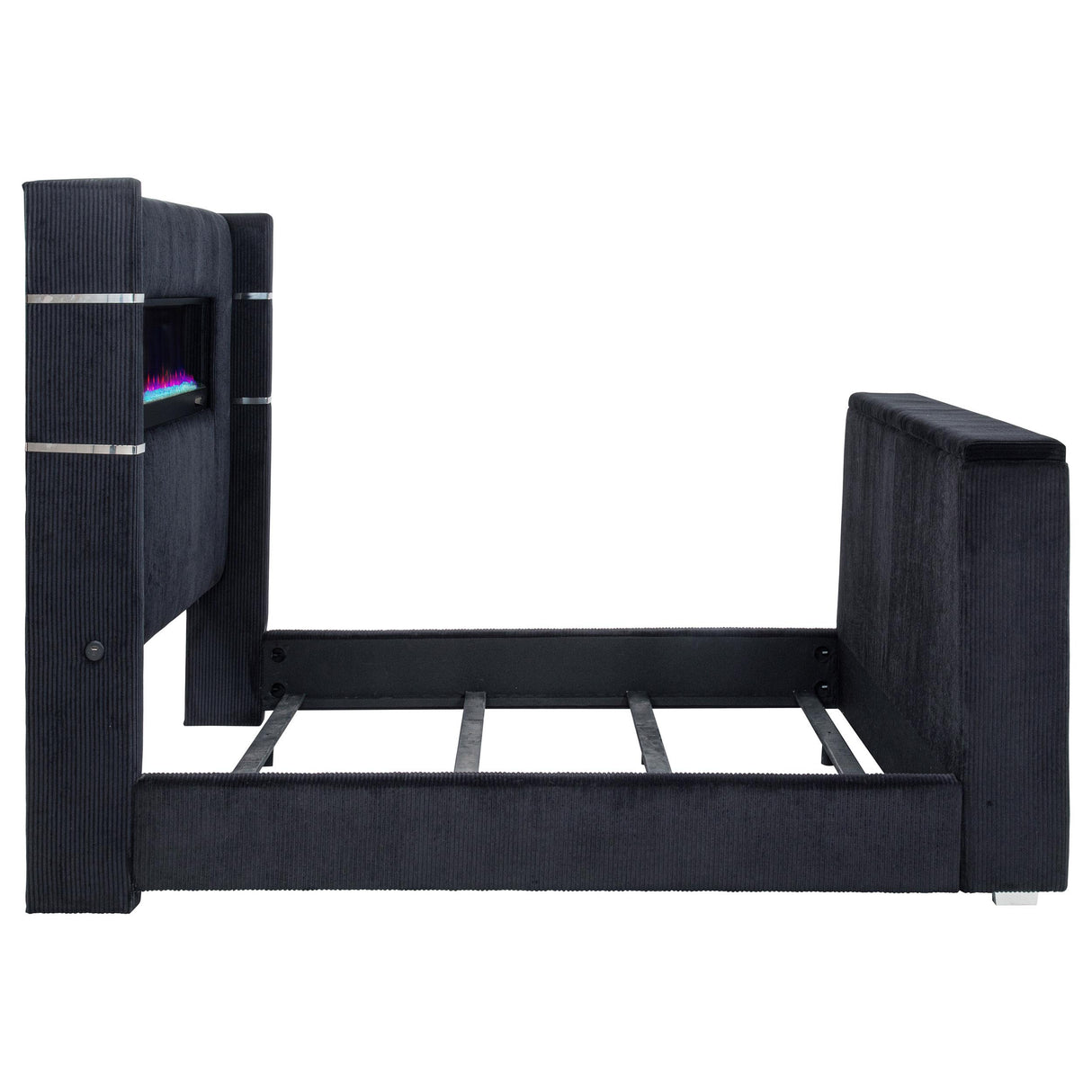 Coaster Furniture Tisdall 315868BLKKE Eastern King Flame Visualizer Wingback TV Bed - Black IMAGE 7