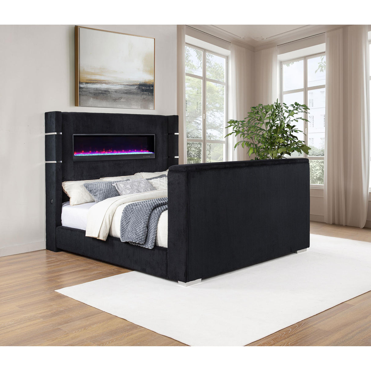 Coaster Furniture Tisdall 315868BLKKW California King Flame Visualizer TV Bed - Black IMAGE 2