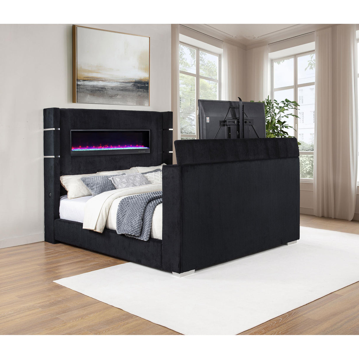 Coaster Furniture Tisdall 315868BLKKW California King Flame Visualizer TV Bed - Black IMAGE 6