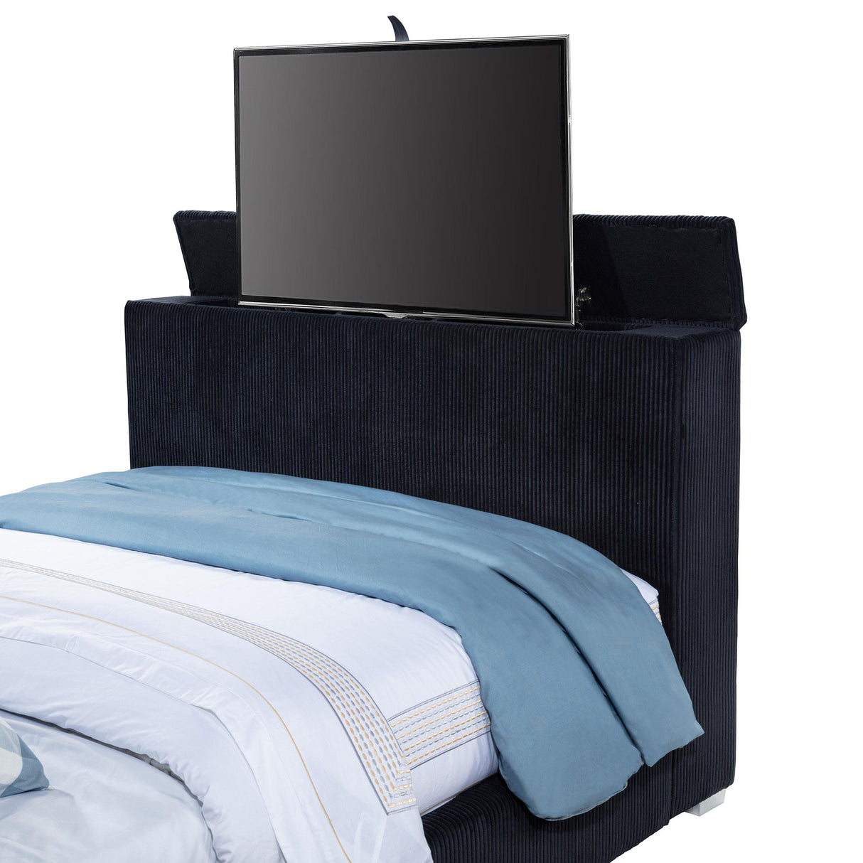 Coaster Furniture Tisdall 315868BLKQ Queen Flame Visualizer Wingback TV Bed - Black IMAGE 11
