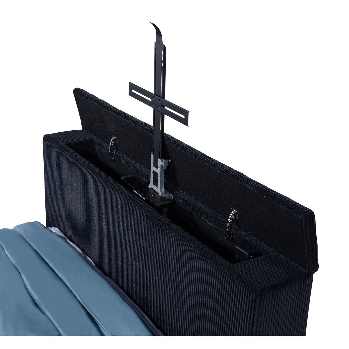 Coaster Furniture Tisdall 315868BLKQ Queen Flame Visualizer Wingback TV Bed - Black IMAGE 3