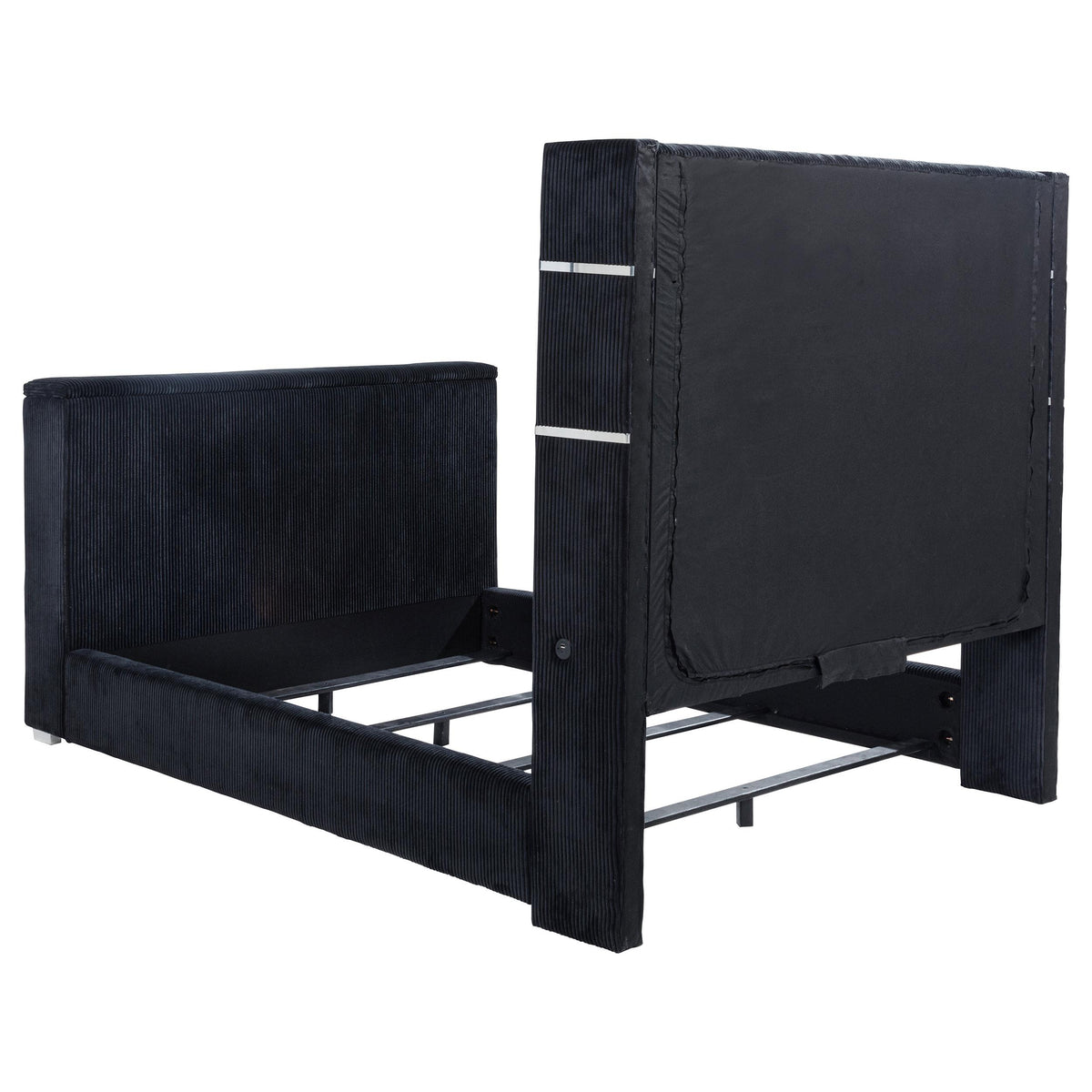 Coaster Furniture Tisdall 315868BLKQ Queen Flame Visualizer Wingback TV Bed - Black IMAGE 4