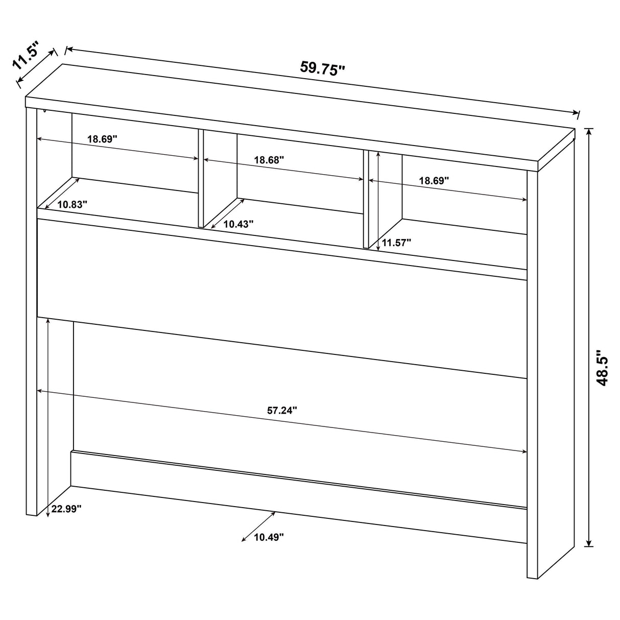 Coaster Furniture Westpark 315881Q 49-inch Queen Bookcase Headboard - Dark Pine IMAGE 5