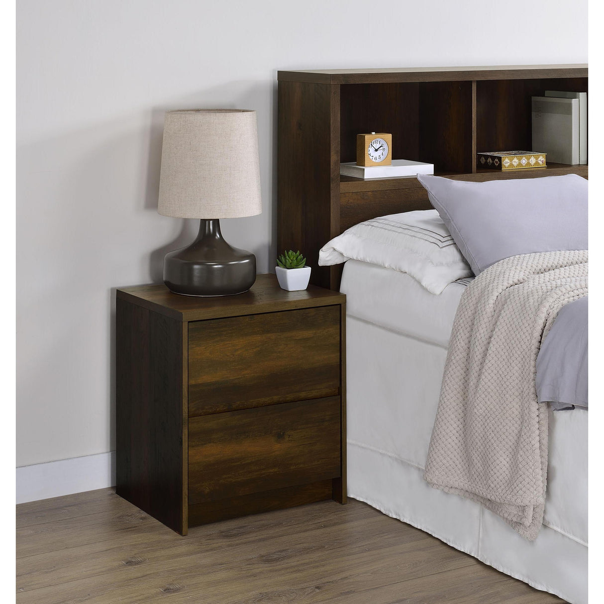 Coaster Furniture Westpark 315882 2-drawer Nightstand LED Lights and USB - Dark Pine IMAGE 2