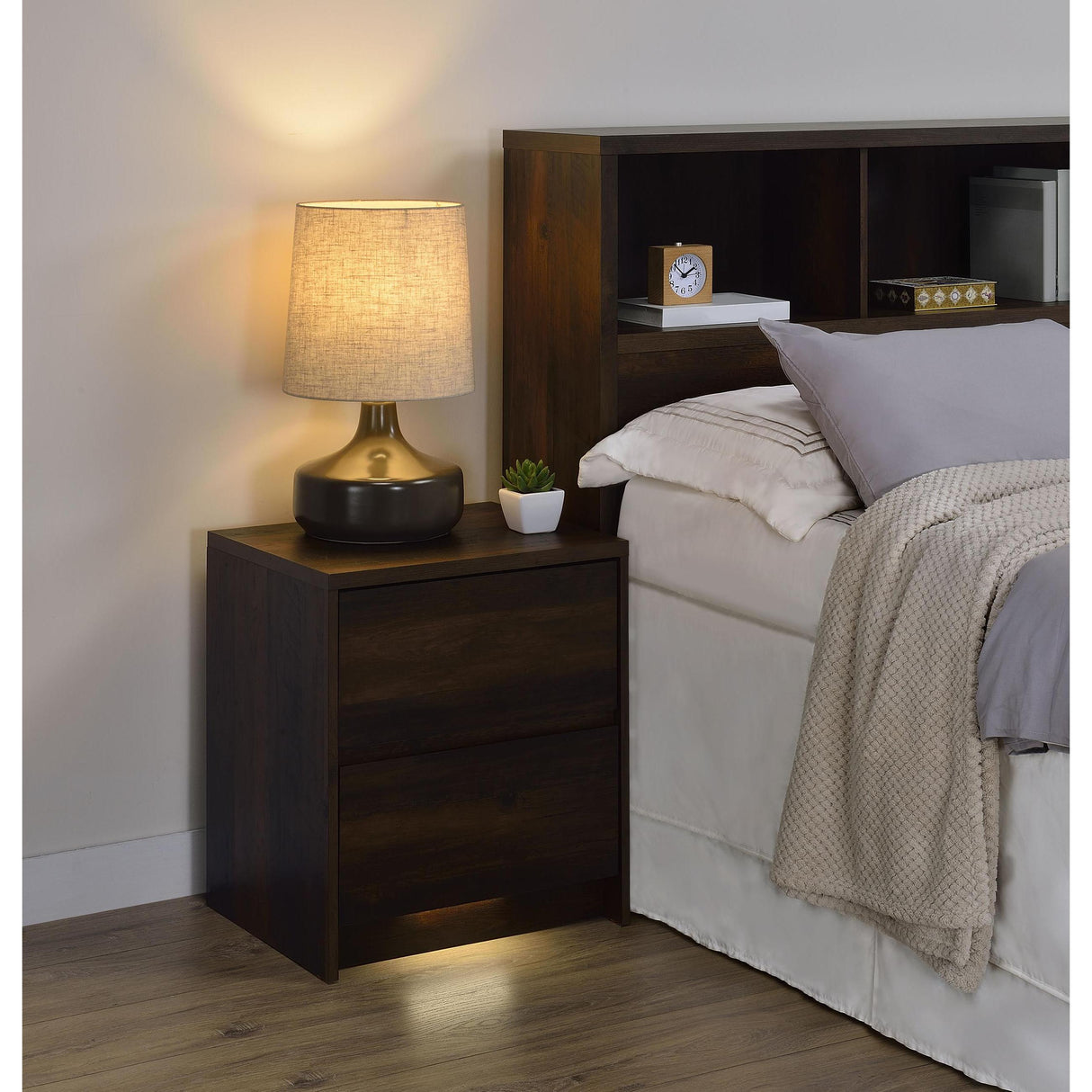 Coaster Furniture Westpark 315882 2-drawer Nightstand LED Lights and USB - Dark Pine IMAGE 3