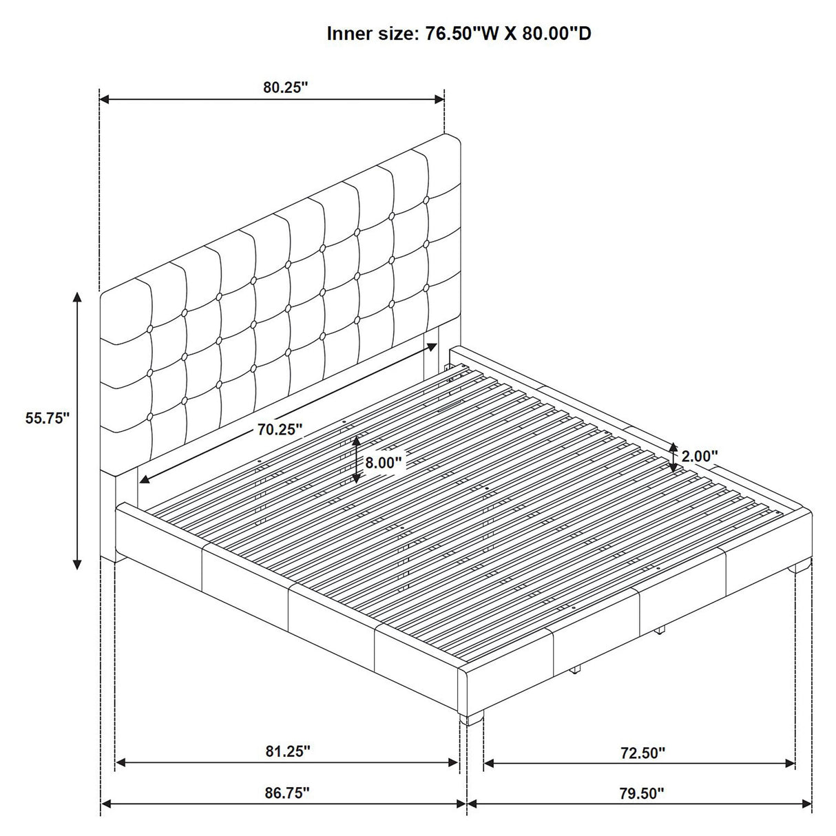 Coaster Furniture Medley 315911BLKKE Genuine Leather Eastern King Platform Bed - Black IMAGE 8