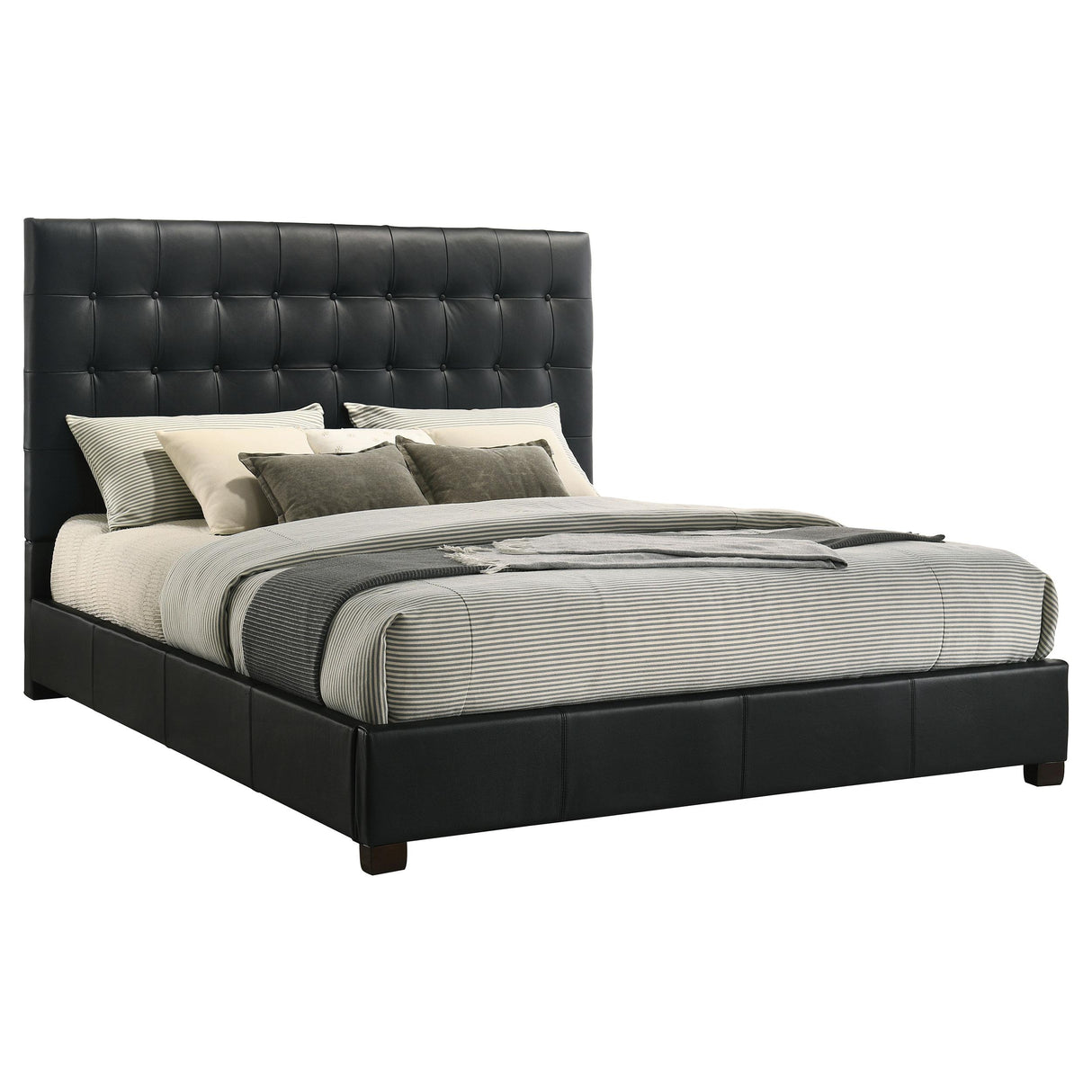 Coaster Furniture Medley 315911BLKKE Genuine Leather Eastern King Platform Bed - Black IMAGE 9