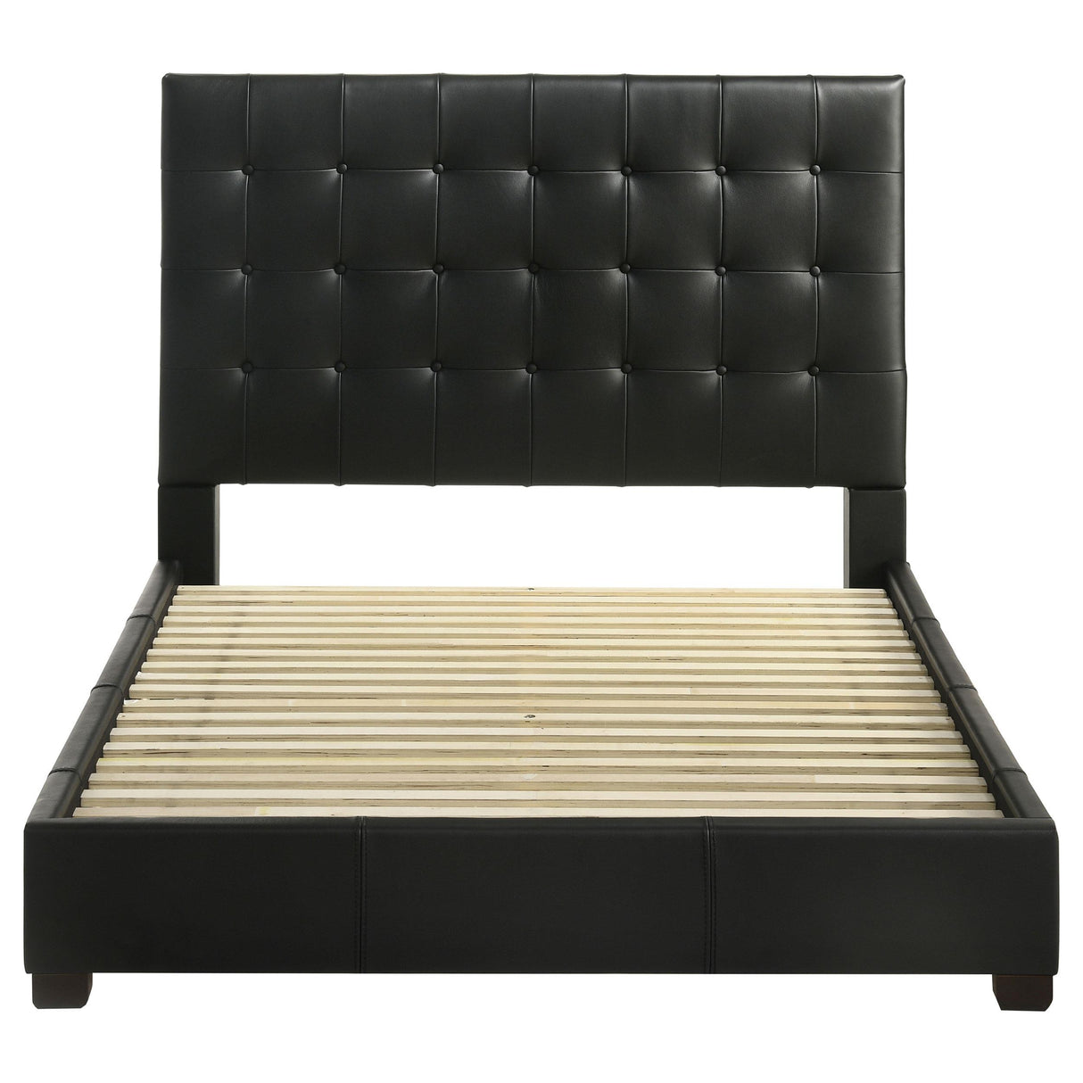 Coaster Furniture Medley 315911BLKQ Genuine Leather Queen Panel Platform Bed - Black IMAGE 4