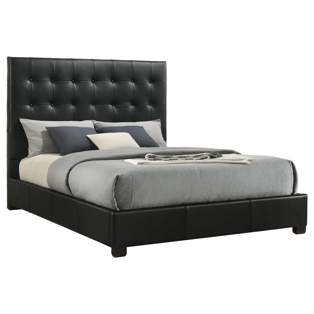 Coaster Furniture Medley 315911BLKQ Genuine Leather Queen Panel Platform Bed - Black IMAGE 8