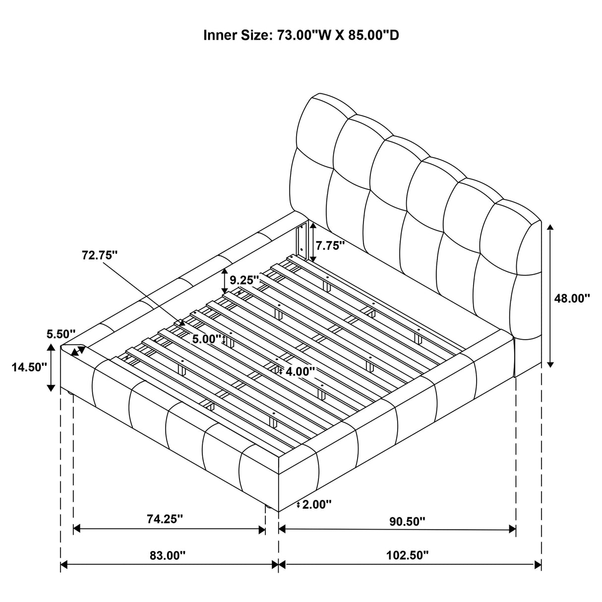 Coaster Furniture Nollet 315917CRMKW 48-inch Upholstered California King Platform Bed - Cream IMAGE 9