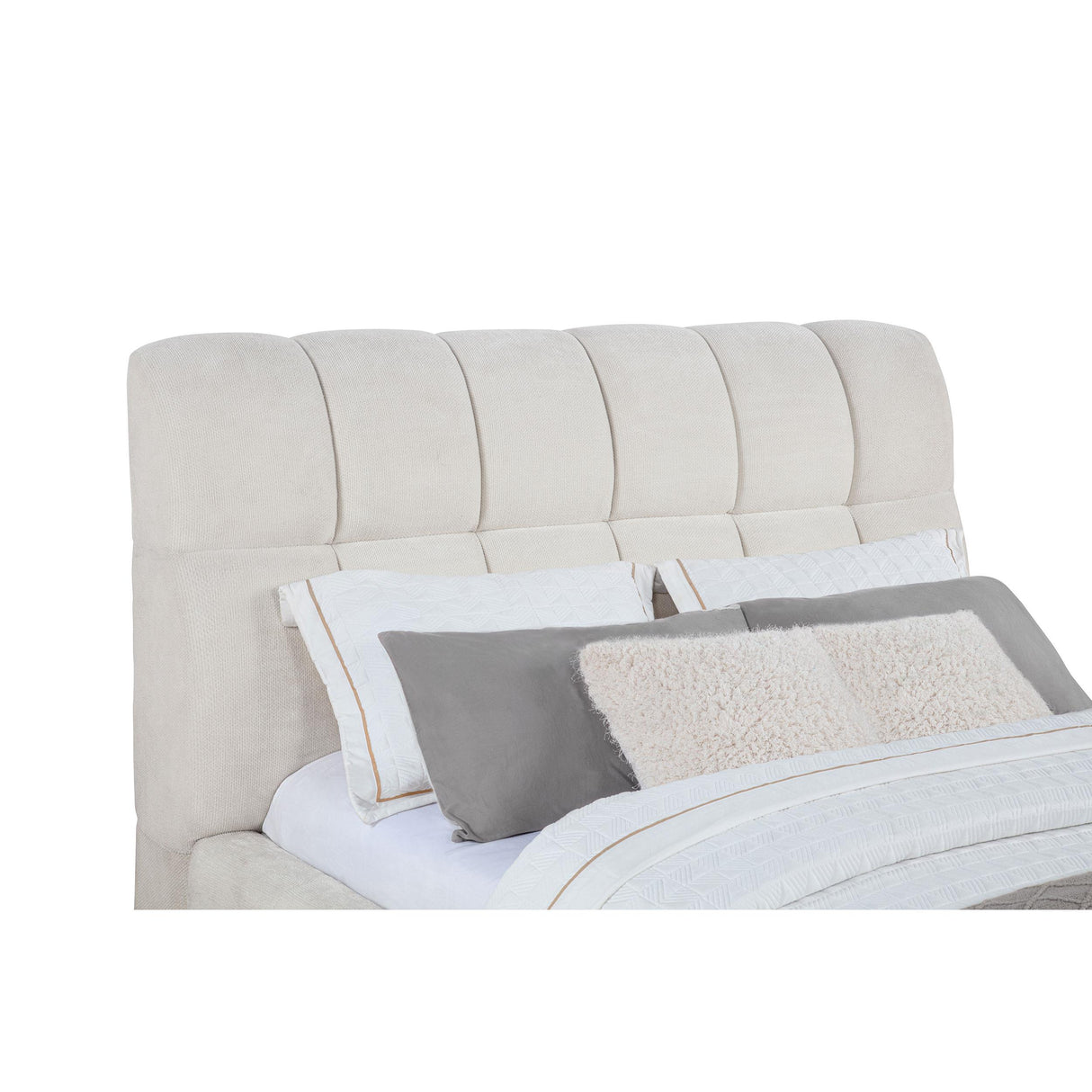 Coaster Furniture Nollet 315917CRMQ 48-inch Upholstered Queen Panel Platform Bed - Cream IMAGE 3
