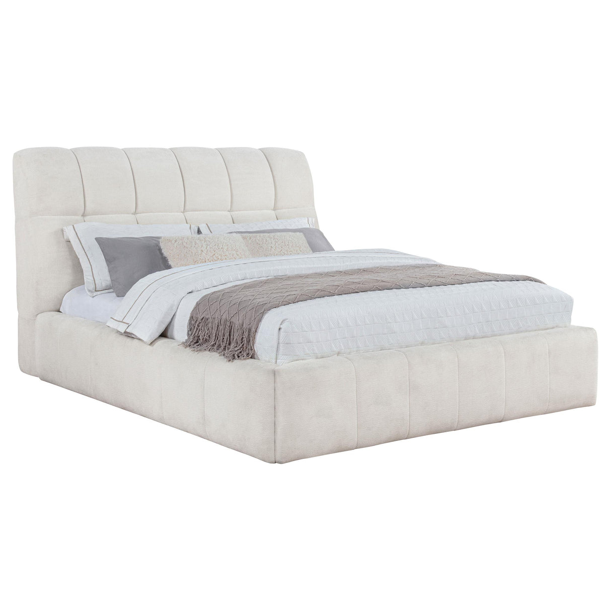 Coaster Furniture Nollet 315917CRMQ 48-inch Upholstered Queen Panel Platform Bed - Cream IMAGE 8