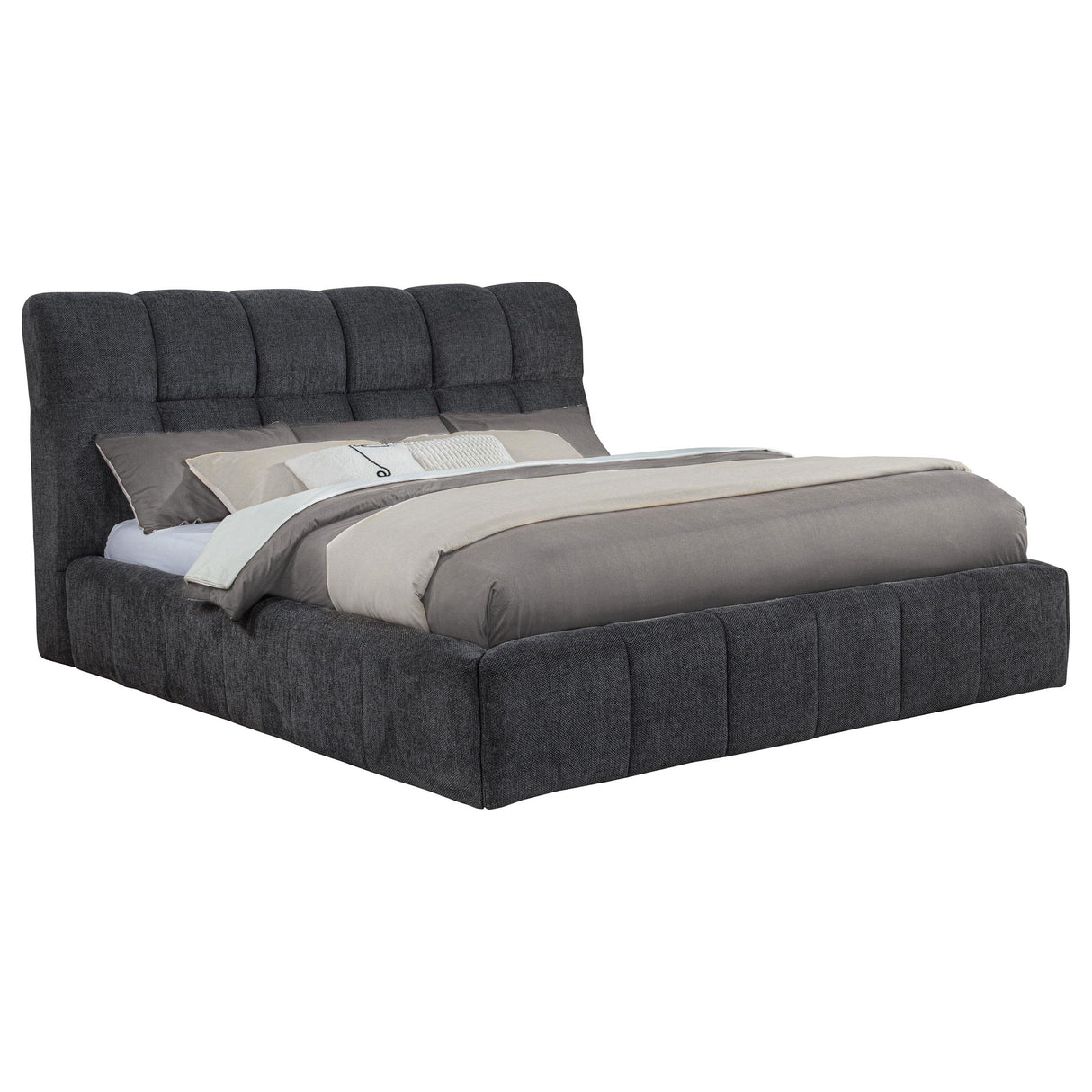 Coaster Furniture Nollet 315917GRYKW 48-inch Upholstered California King Platform Bed - Grey IMAGE 1