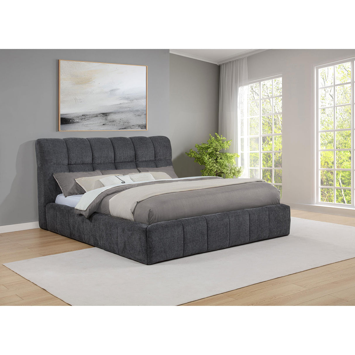 Coaster Furniture Nollet 315917GRYKW 48-inch Upholstered California King Platform Bed - Grey IMAGE 2