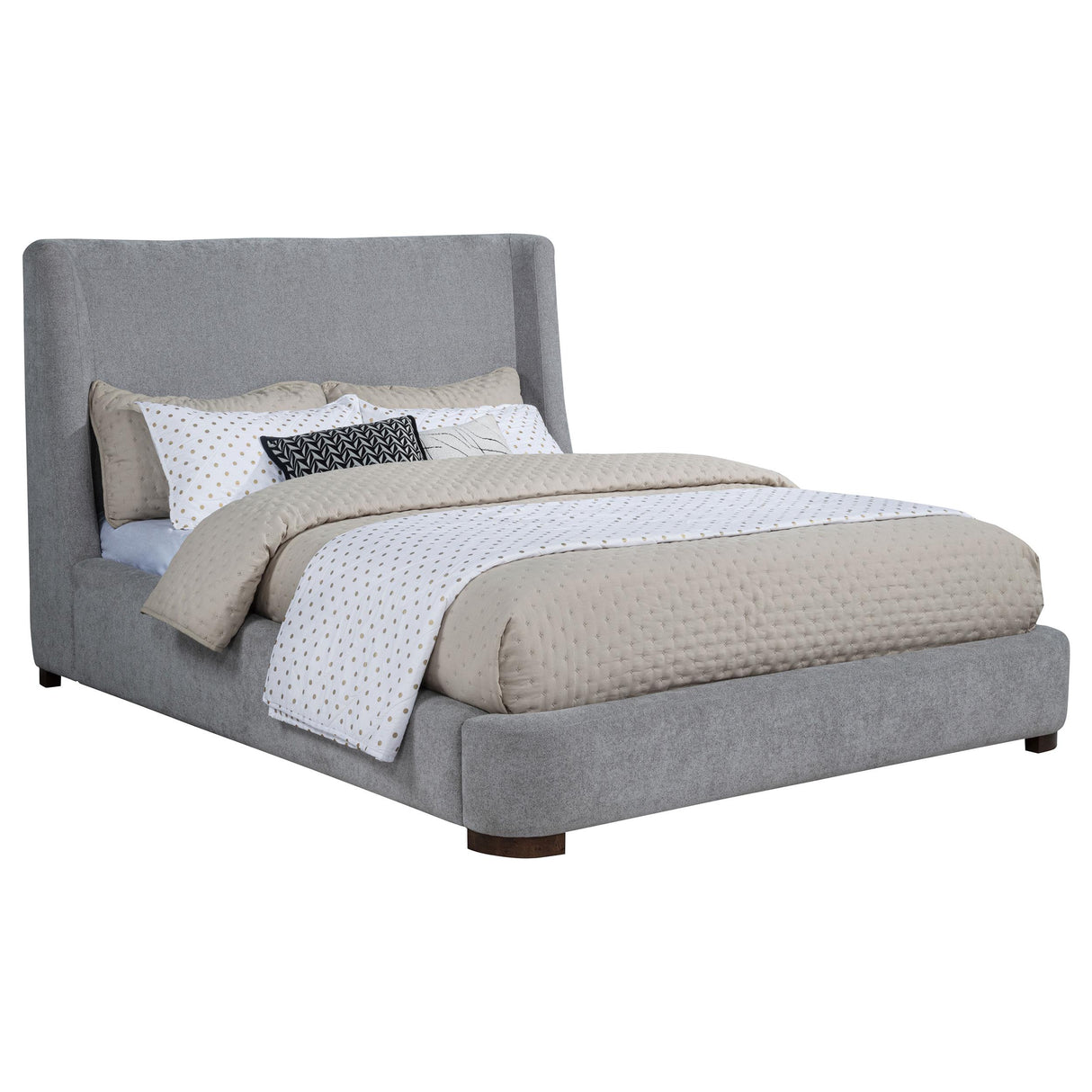 Coaster Furniture Rennes 315928KE Upholstered Eastern King Wingback Platform Bed - Grey IMAGE 1