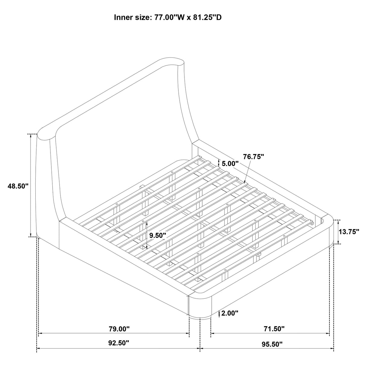 Coaster Furniture Rennes 315928KE Upholstered Eastern King Wingback Platform Bed - Grey IMAGE 9
