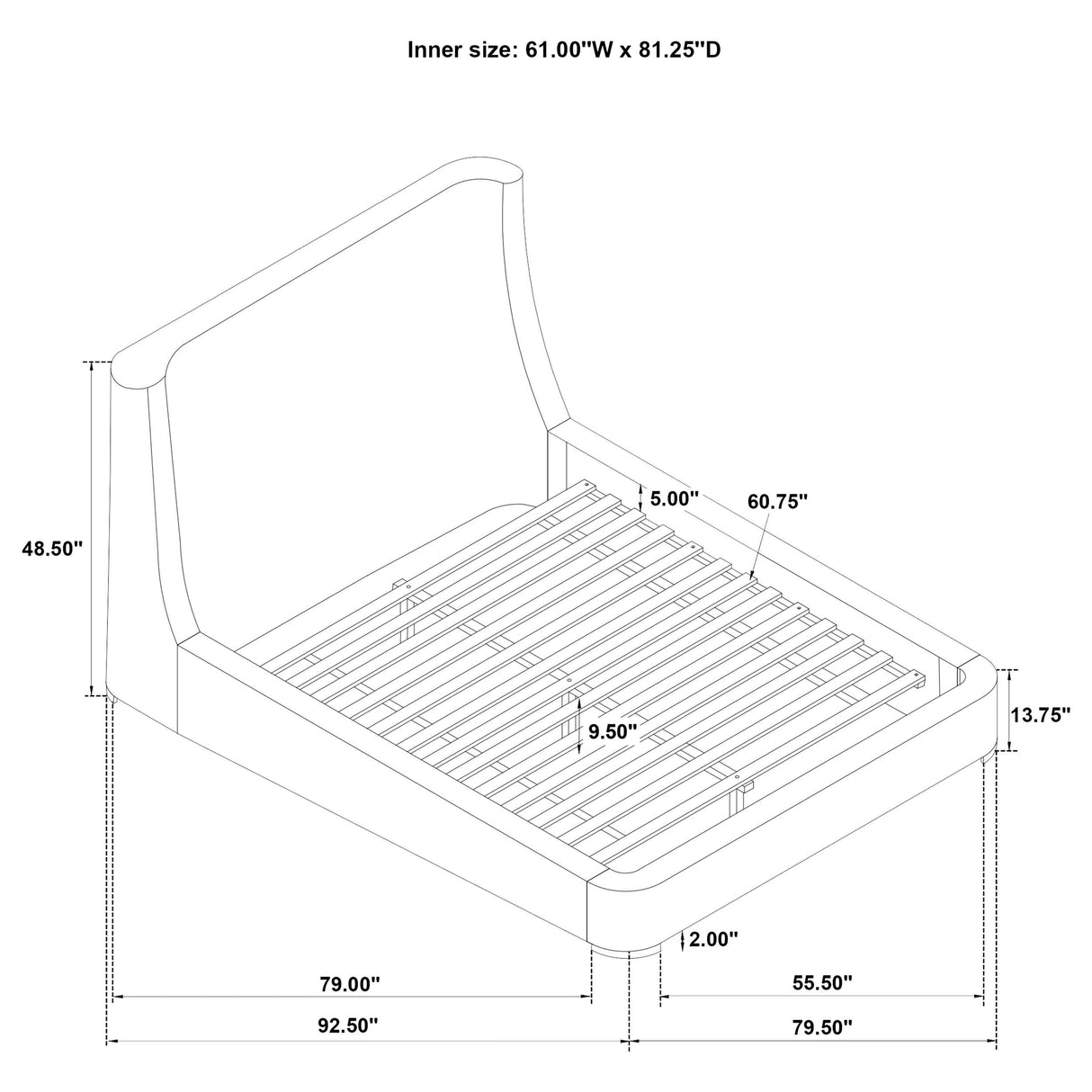 Coaster Furniture Rennes 315928Q Upholstered Queen Wingback Platform Bed - Grey IMAGE 9