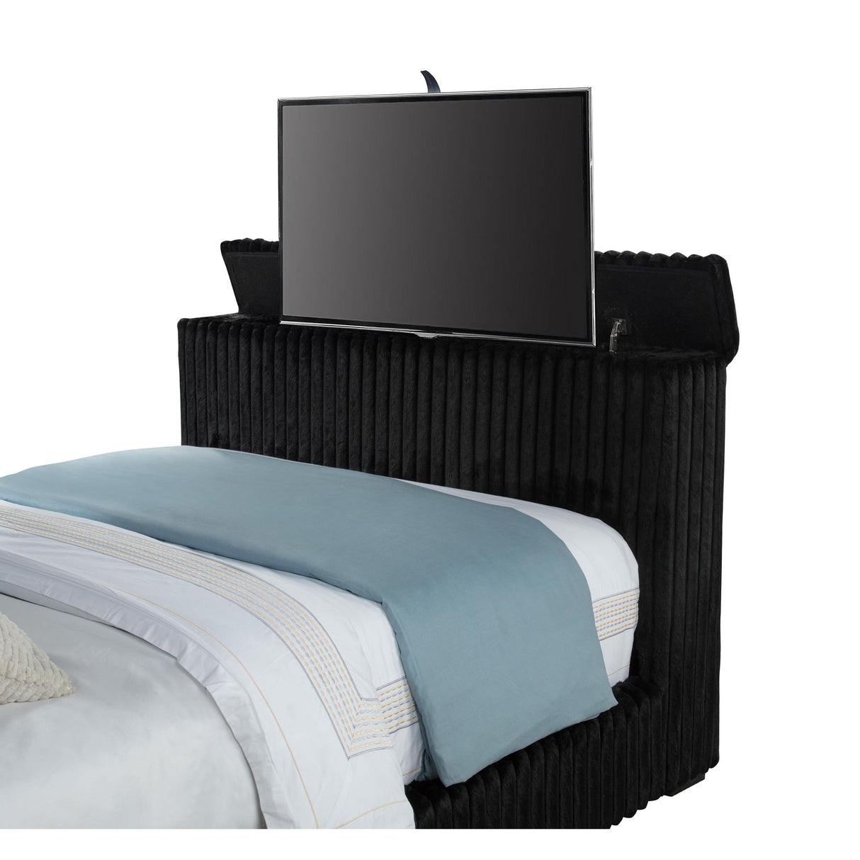 Coaster Furniture Centergrove 315945Q Upholstered Queen Wingback TV Bed - Black IMAGE 7