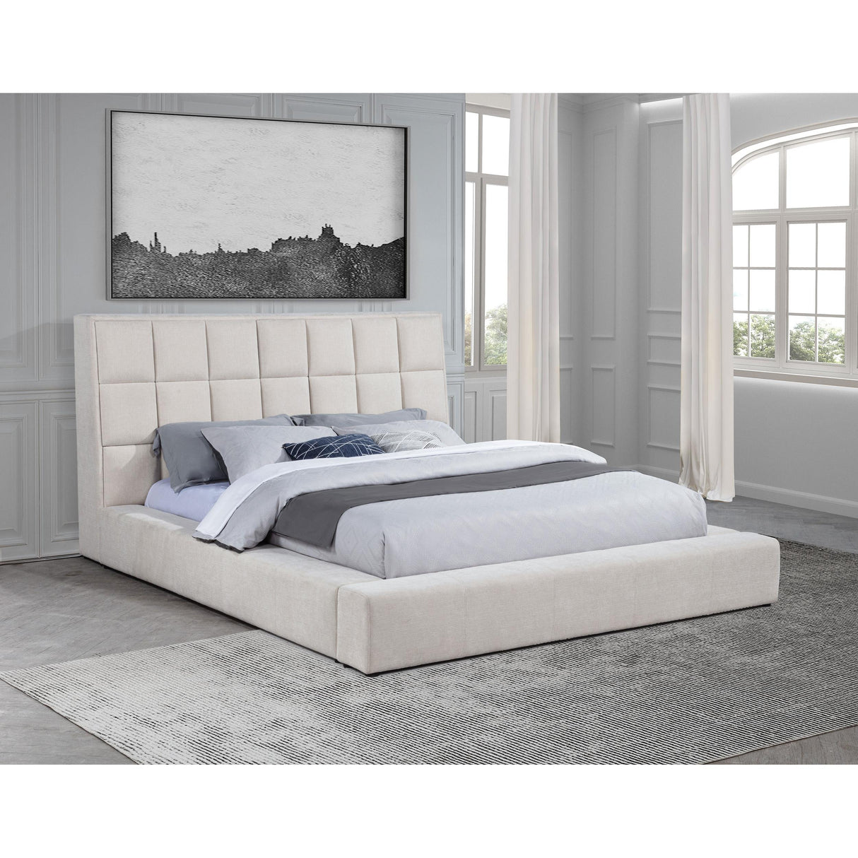 Coaster Furniture Dreux 315948CRMKW Upholstered California King Panel Platform Bed - Cream IMAGE 5