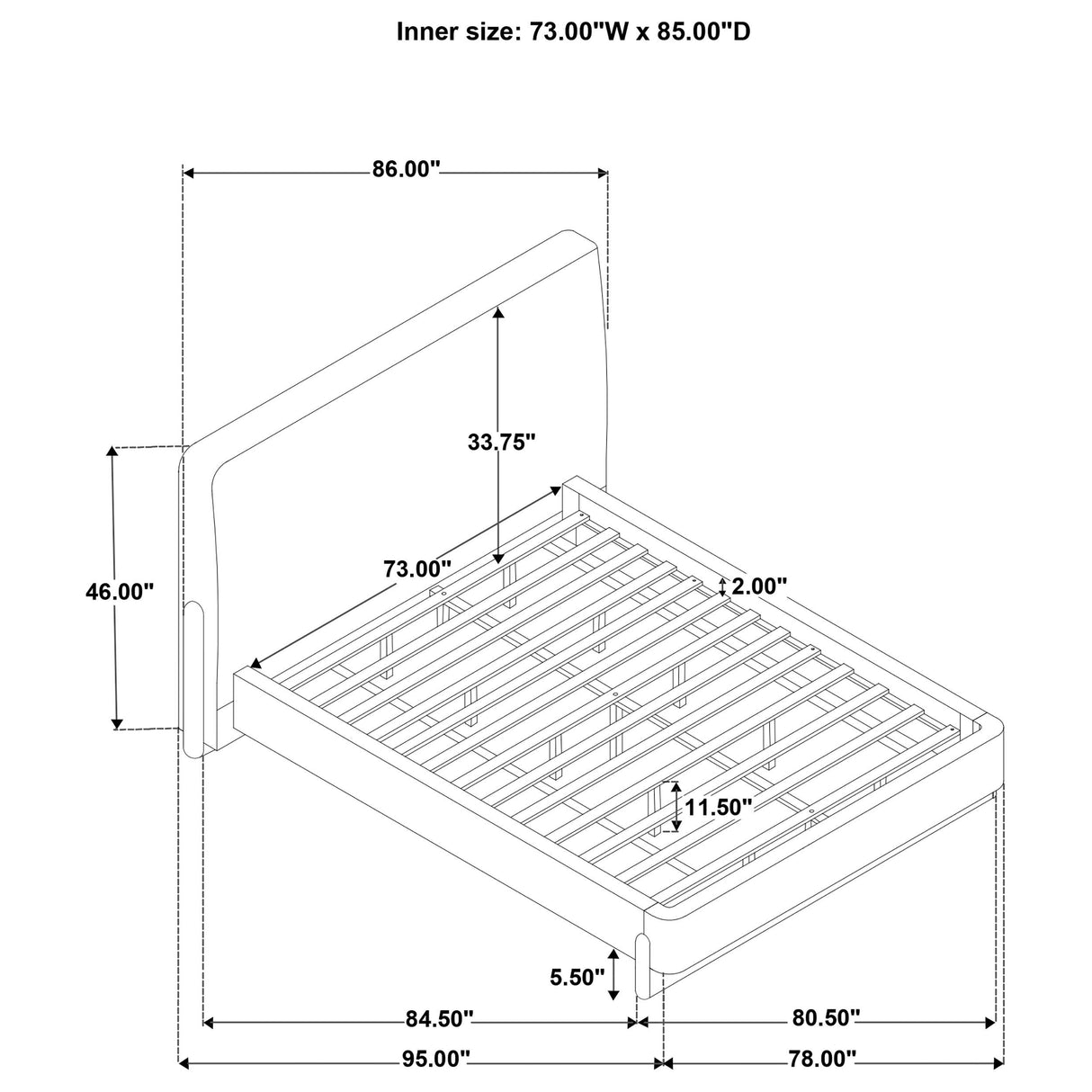 Coaster Furniture Baldacci 315954KW Upholstered California King Platform Bed - Curry/Walnut IMAGE 11