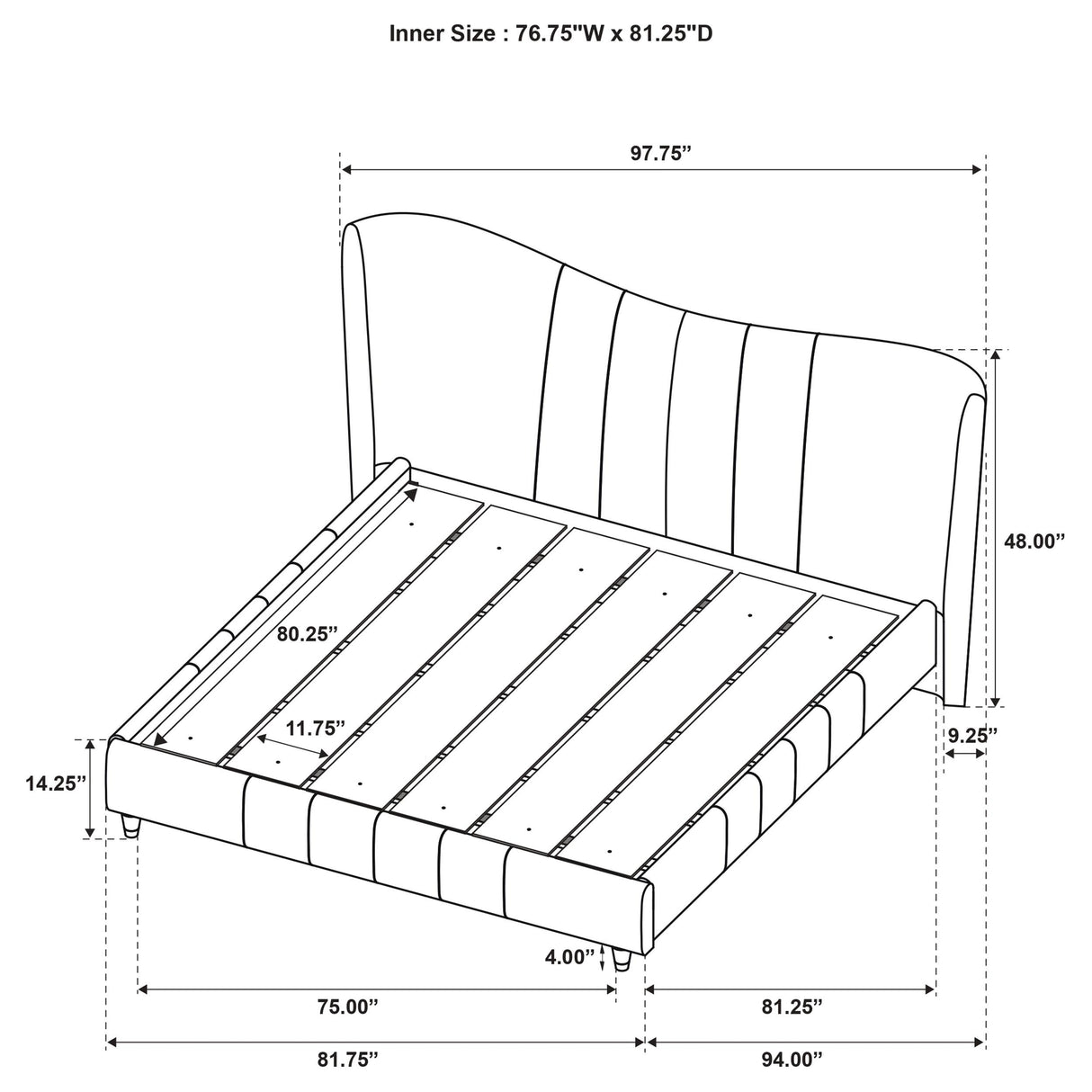 Coaster Furniture Evelyn 315956KE Upholstered Eastern King Panel Platform Bed - Ivory IMAGE 10