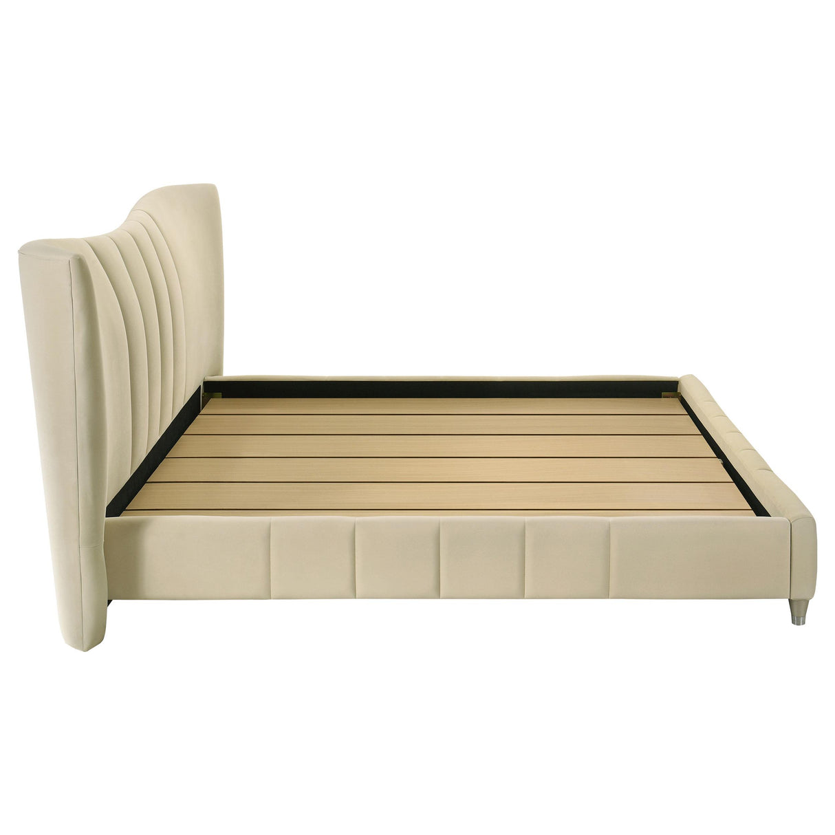 Coaster Furniture Evelyn 315956KE Upholstered Eastern King Panel Platform Bed - Ivory IMAGE 2