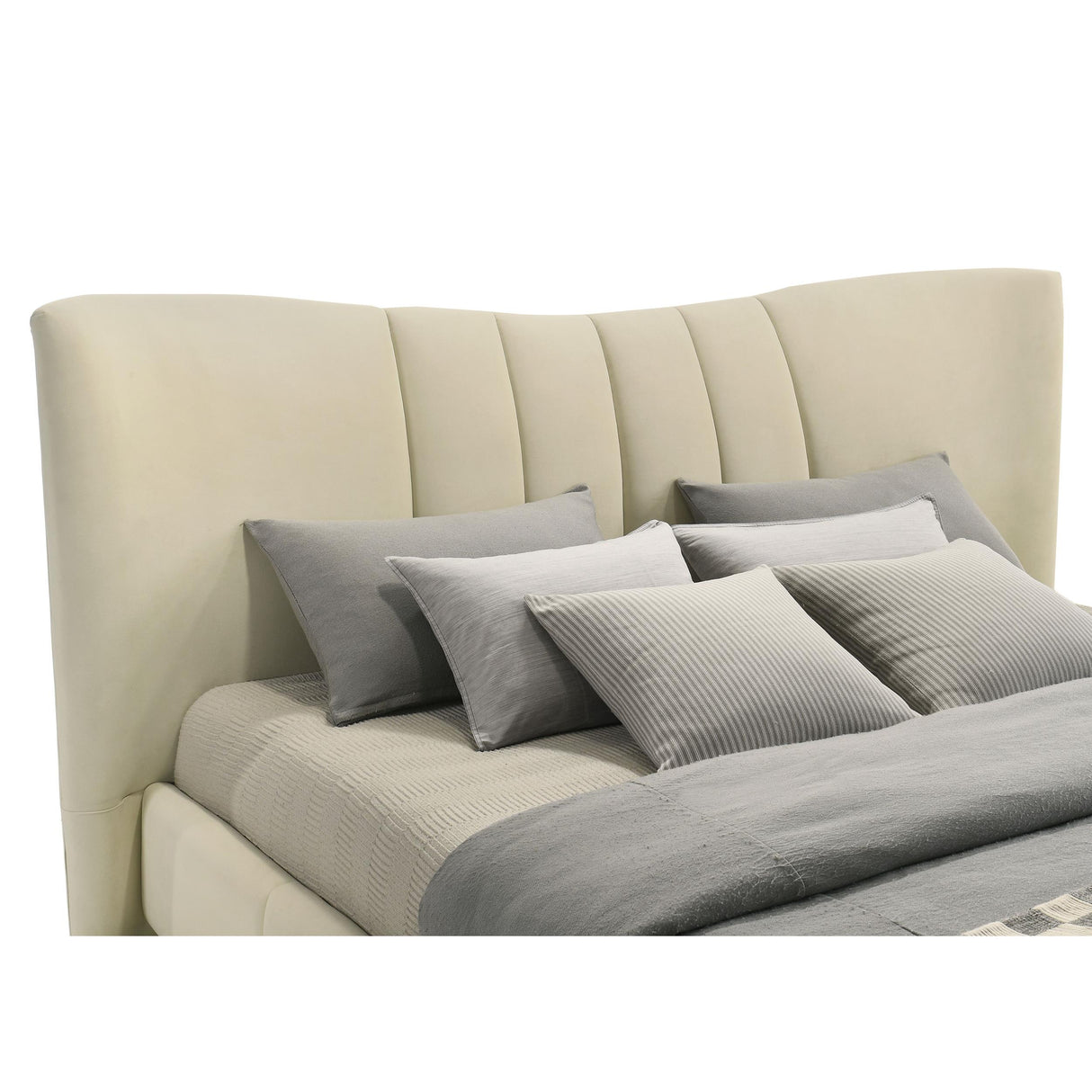 Coaster Furniture Evelyn 315956KE Upholstered Eastern King Panel Platform Bed - Ivory IMAGE 4