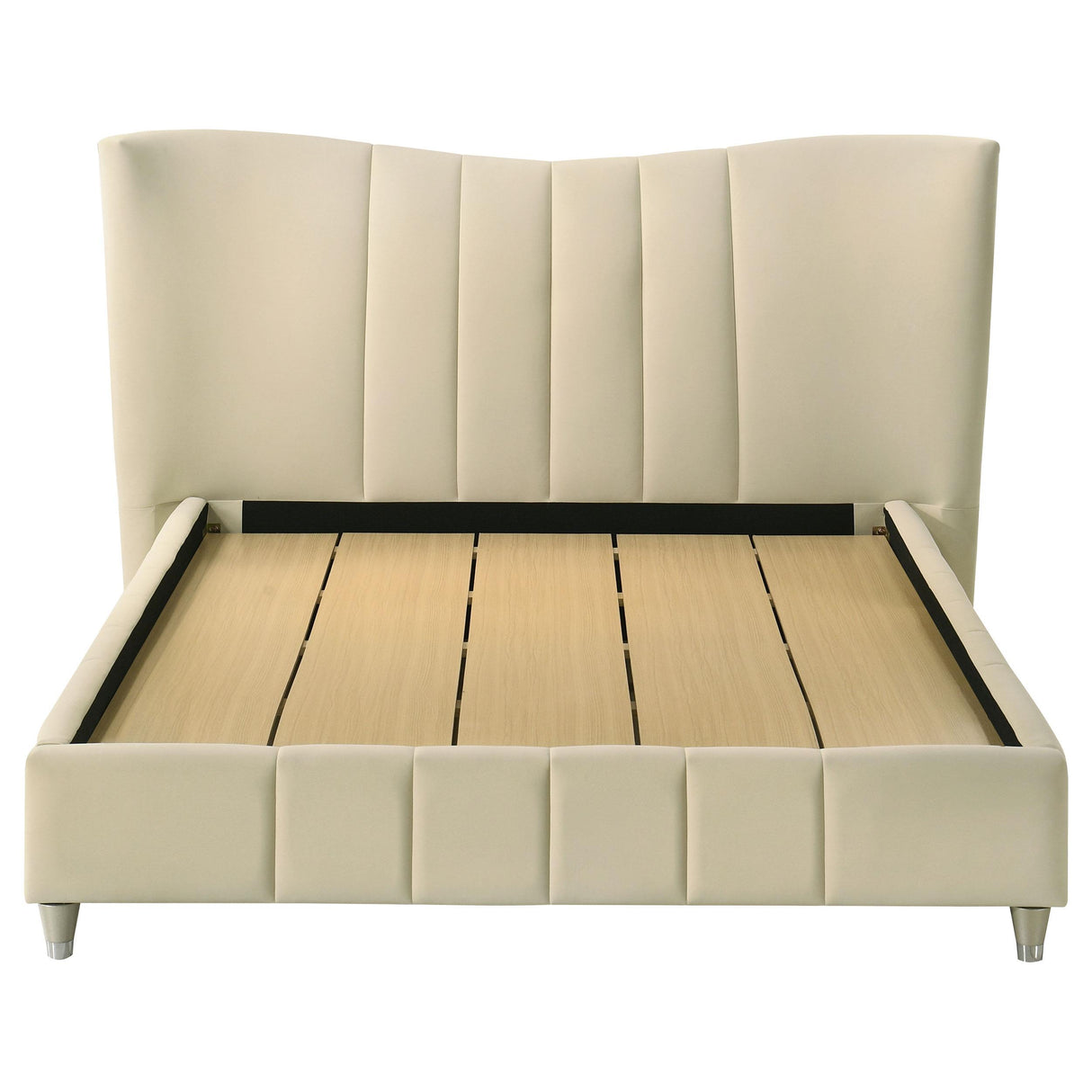 Coaster Furniture Evelyn 315956Q Upholstered Queen Panel Platform Bed - Ivory IMAGE 2