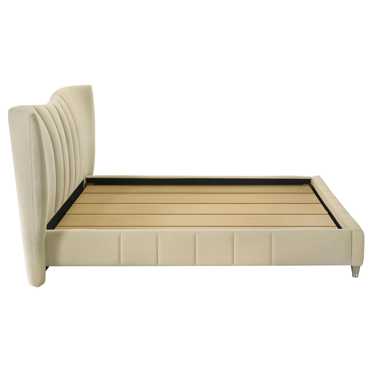 Coaster Furniture Evelyn 315956Q Upholstered Queen Panel Platform Bed - Ivory IMAGE 3