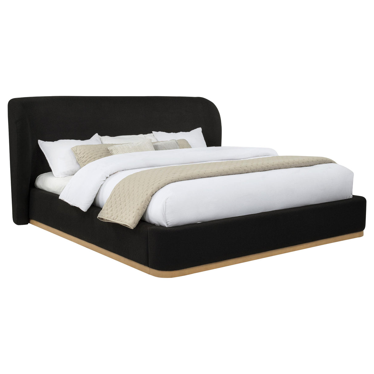 Coaster Furniture Blaire 315967BLKKE Upholstered Eastern King Wingback Platform Bed - Black IMAGE 6