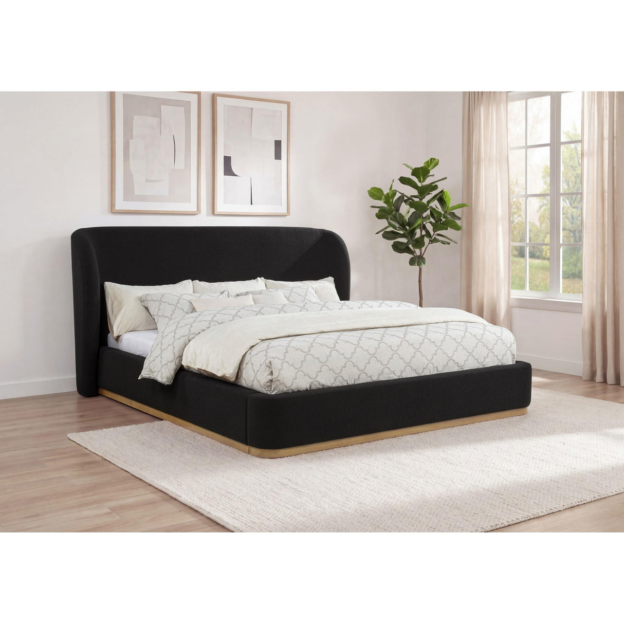 Coaster Furniture Blaire 315967BLKKW Upholstered California King Wingback Platform Bed - Black IMAGE 4