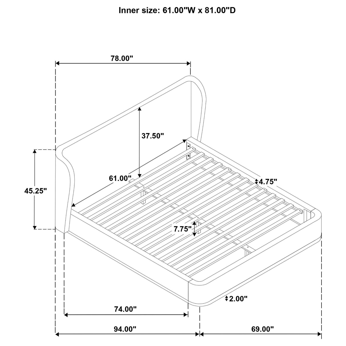 Coaster Furniture Blaire 315967BLKQ Upholstered Queen Wingback Platform Bed - Black IMAGE 11