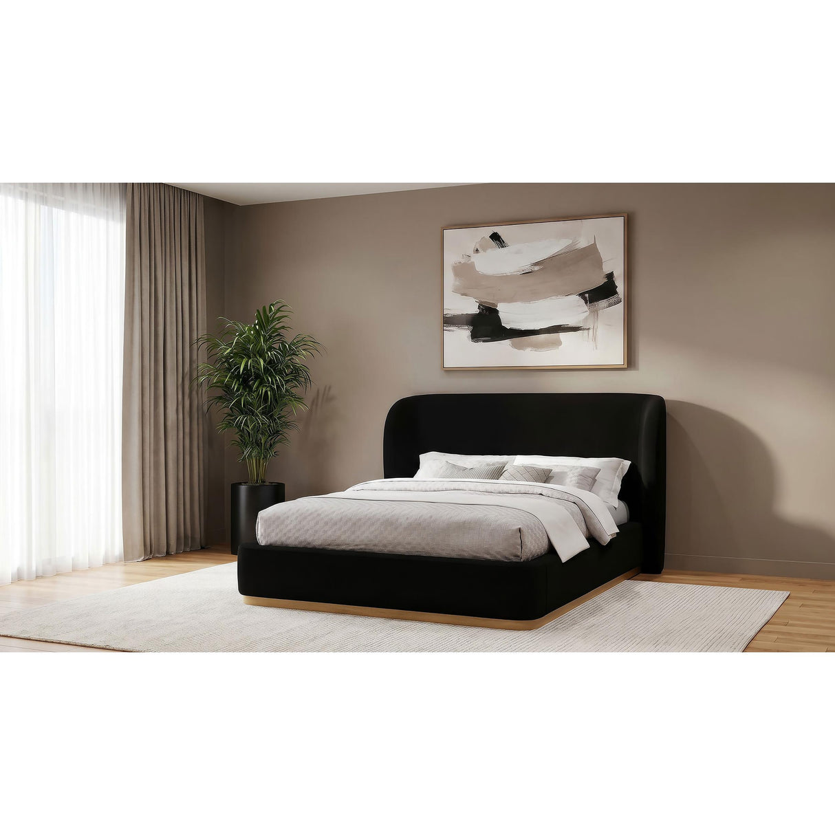 Coaster Furniture Blaire 315967BLKQ Upholstered Queen Wingback Platform Bed - Black IMAGE 5