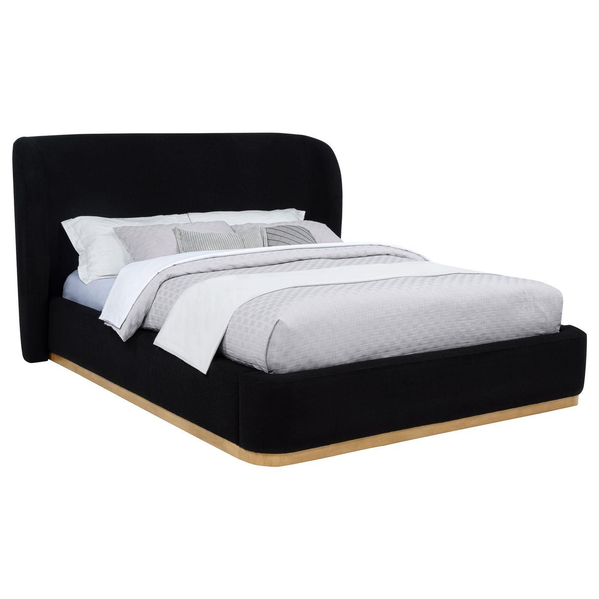 Coaster Furniture Blaire 315967BLKQ Upholstered Queen Wingback Platform Bed - Black IMAGE 8