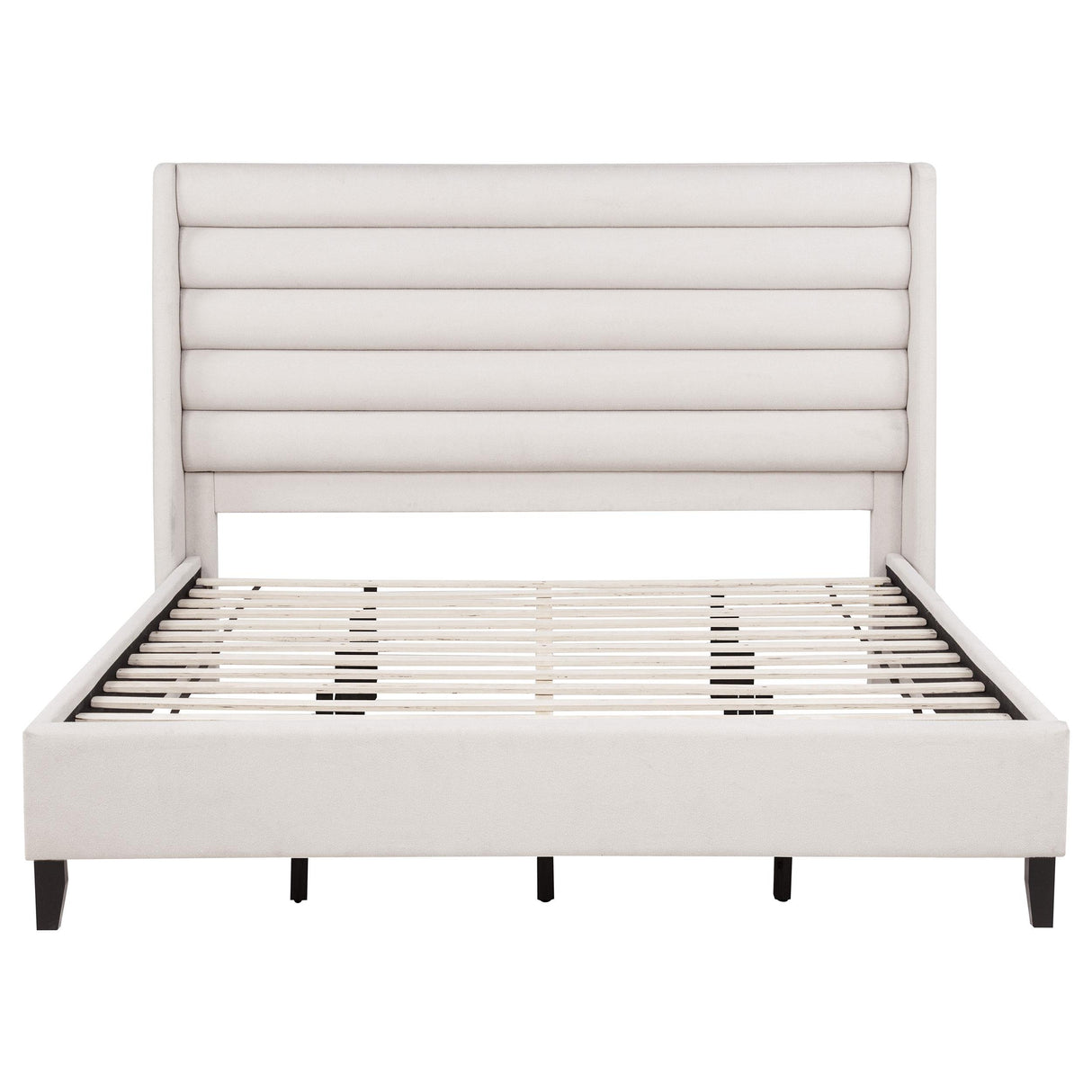 Coaster Furniture Leslie 315983KE Upholstered Tufted Eastern King Wingback Platform Bed - Beige IMAGE 3