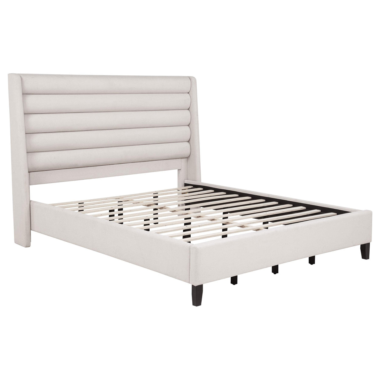 Coaster Furniture Leslie 315983KW Upholstered Tufted California King Wingback Platform Bed - Beige IMAGE 1
