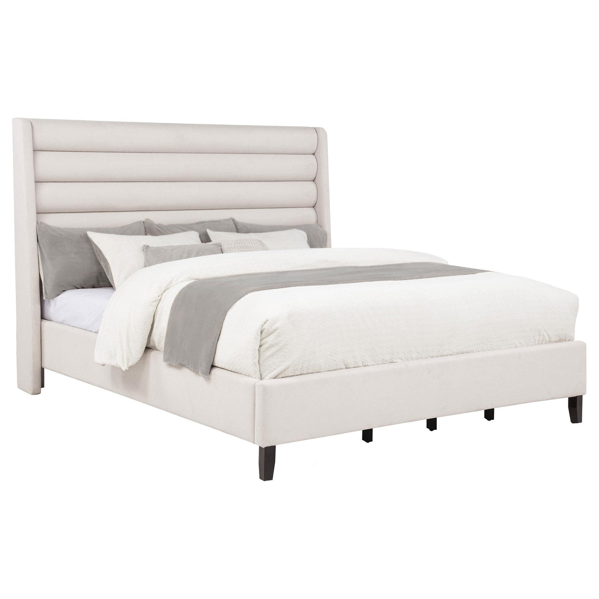 Coaster Furniture Leslie 315983KW Upholstered Tufted California King Wingback Platform Bed - Beige IMAGE 5