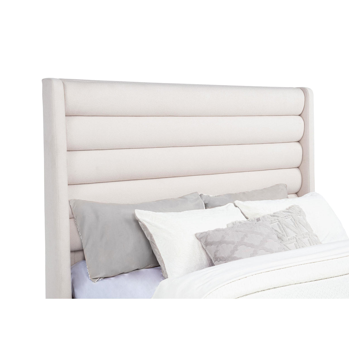 Coaster Furniture Leslie 315983Q Upholstered Tufted Queen Wingback Platform Bed - Beige IMAGE 4