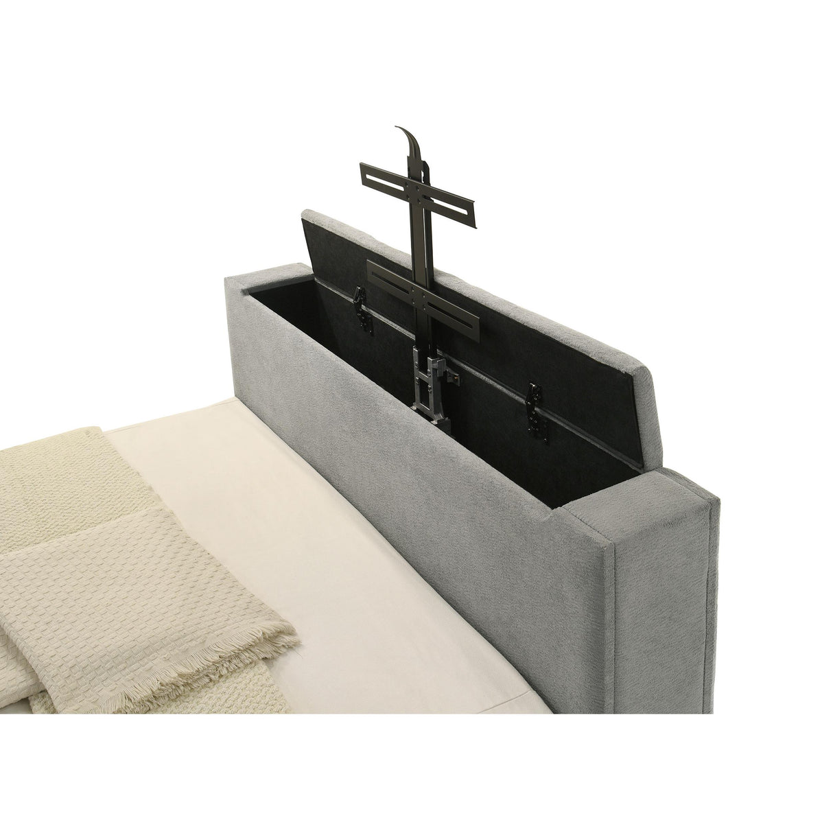 Coaster Furniture Tara 315994KE 61-inch Upholstered Eastern King Panel TV Bed - Grey IMAGE 4