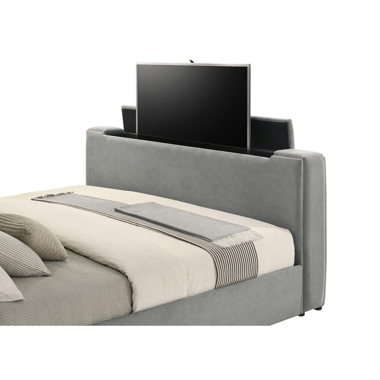 Coaster Furniture Tara 315994KE 61-inch Upholstered Eastern King Panel TV Bed - Grey IMAGE 7
