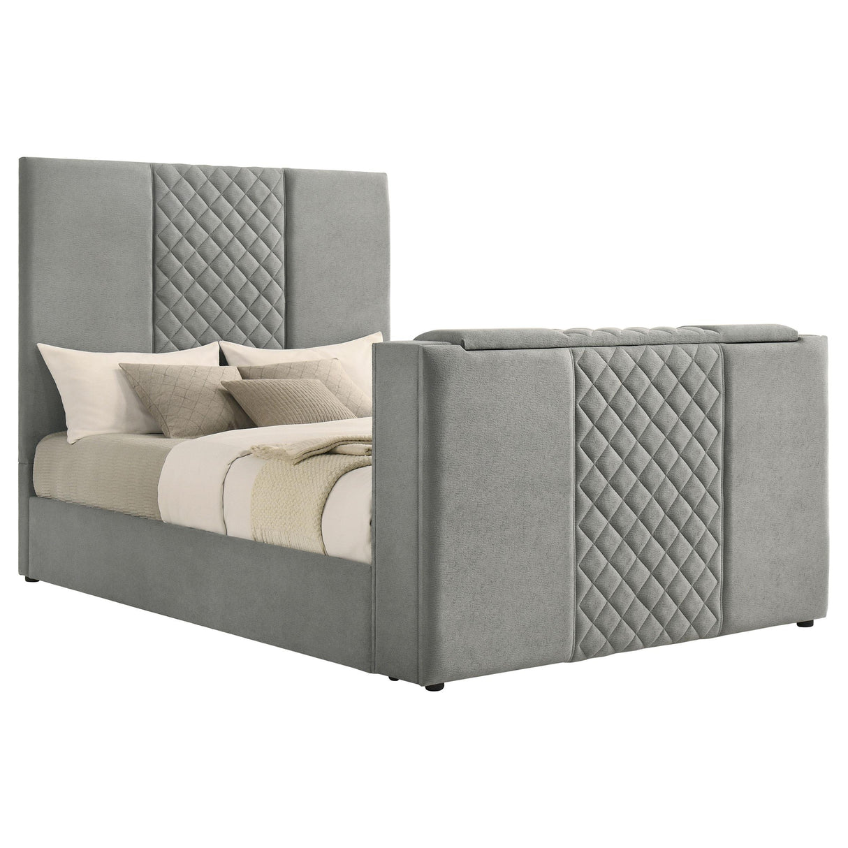 Coaster Furniture Tara 315994Q 61-inch Upholstered Queen Panel TV Bed - Grey IMAGE 11
